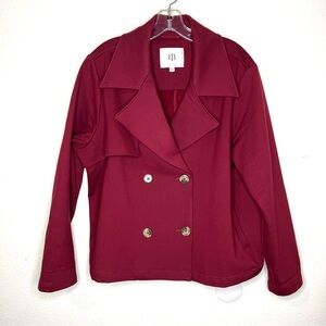 Betabrand cropped Peacoat blazer Women's Burgundy Double-Breasted Jacket XL